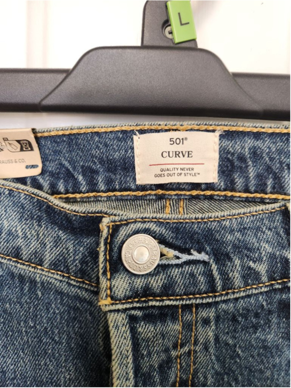 Levi's Blue 501 Curve Straight Leg Jeans with Studs Size 32X30 - Picture 5 of 10